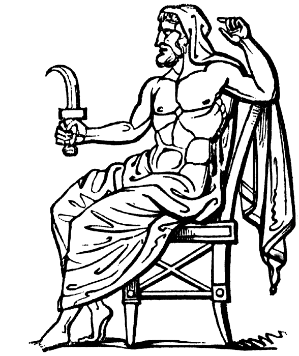 cronus holding his harpe