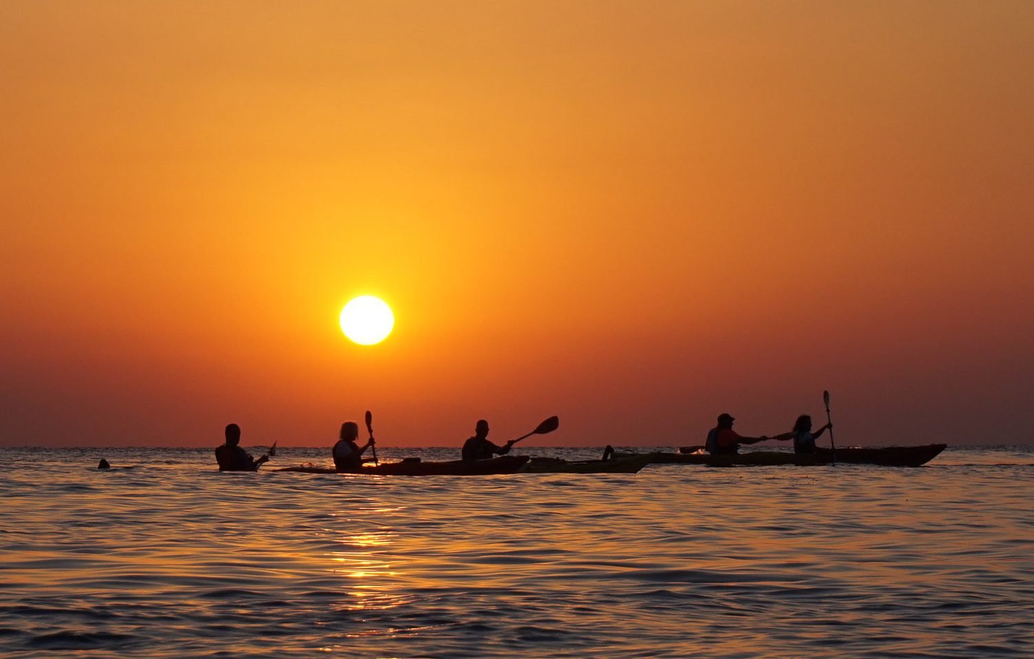 rhodes sunset sea kayaking