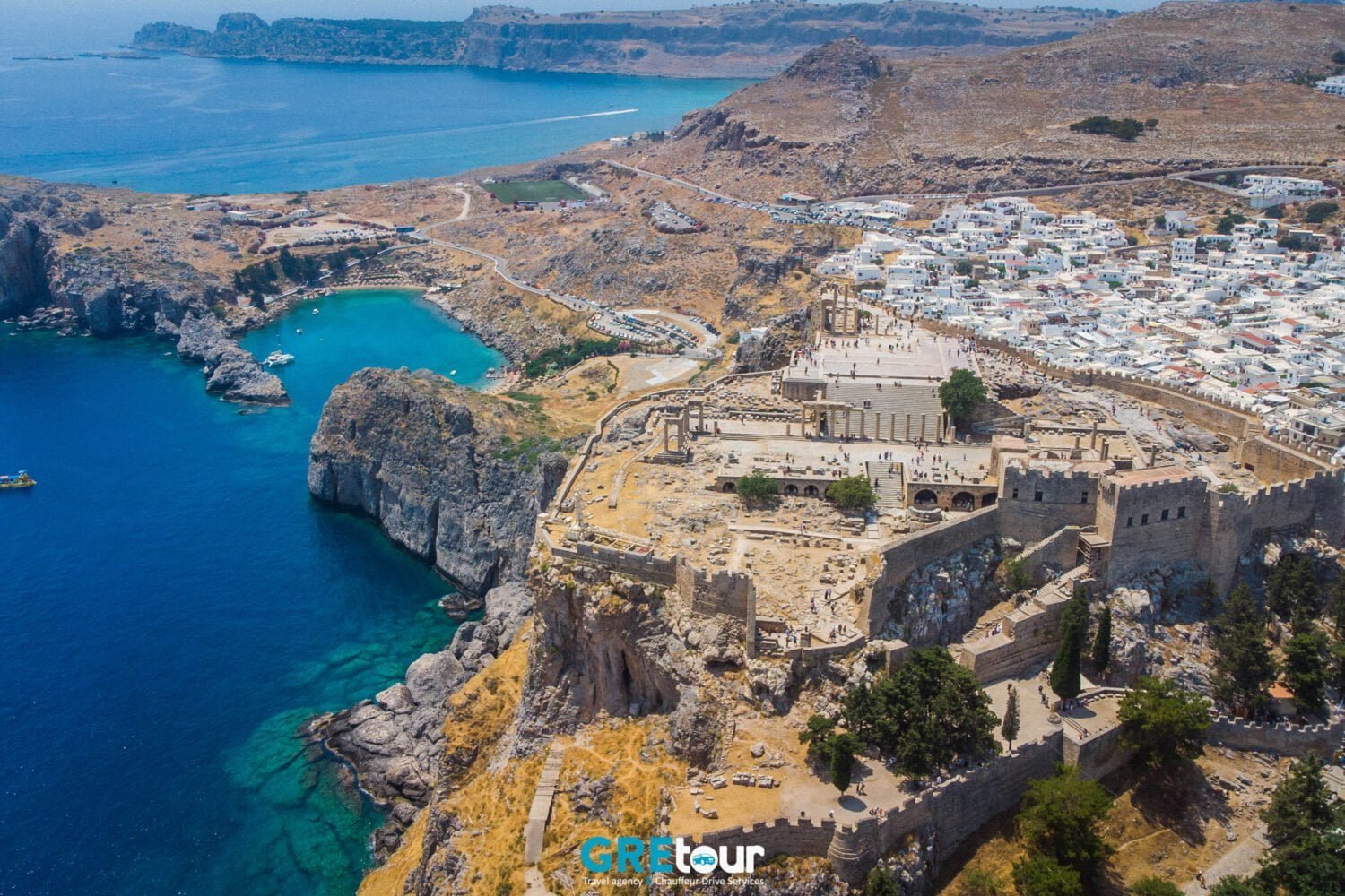 lindos village aerial view