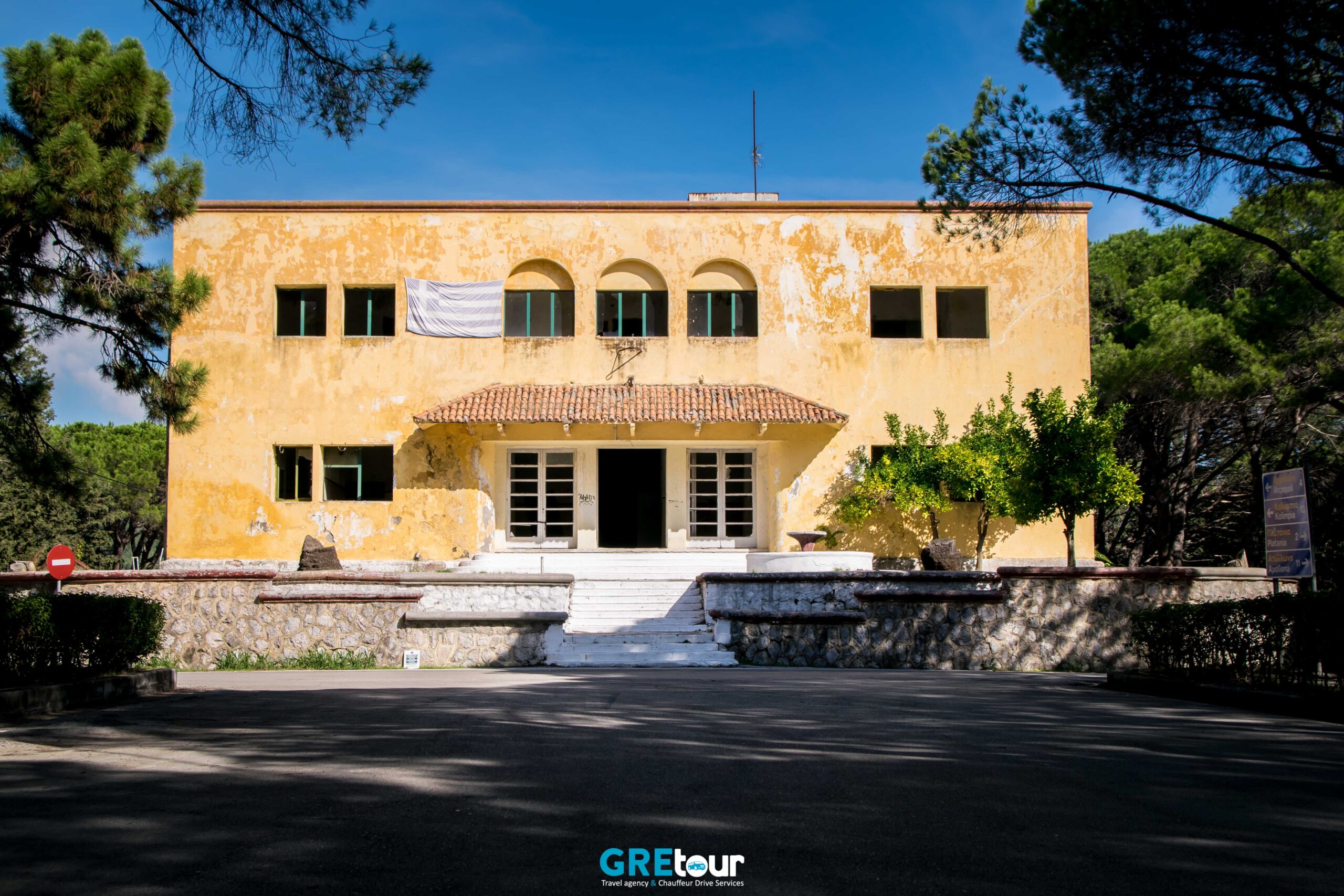 ex italian army building in Aghia Eleousa main square
