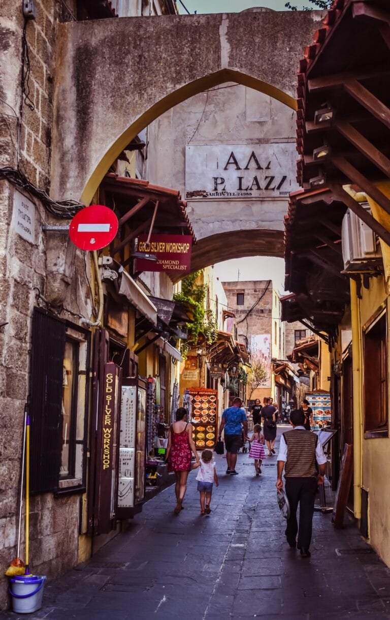 old-town-alley retail market in rhodes